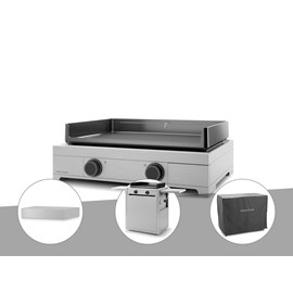 Plancha électrique modern 60 inox avec couvercle, chariot et housse - forge adou