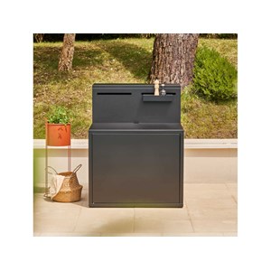 Meuble de cuisine extérieure comptoir bar pour plancha acier noir fermé - forge