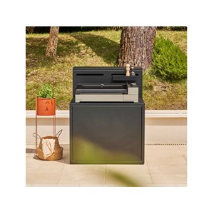 Meuble de cuisine extérieure comptoir bar pour plancha acier noir fermé - forge