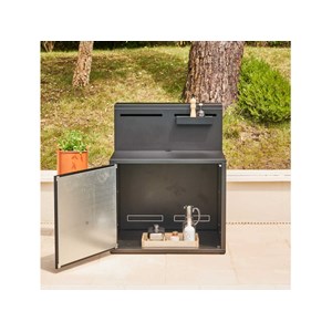 Meuble de cuisine extérieure comptoir bar pour plancha acier noir fermé - forge