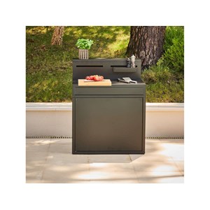 Meuble de cuisine extérieure comptoir bar desserte acier noir fermé - forge adou