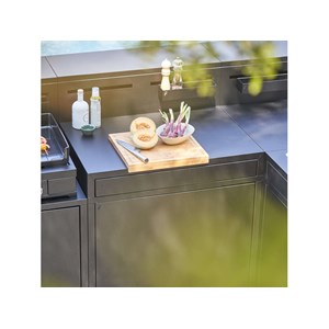 Meuble de cuisine extérieure comptoir bar desserte acier noir fermé - forge adou