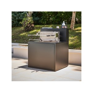 Meuble de cuisine extérieure comptoir bar pour gril 66 acier noir fermé - forge