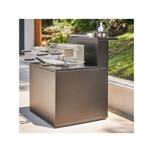 Meuble de cuisine extérieure comptoir bar pour gril 66 acier noir fermé - forge