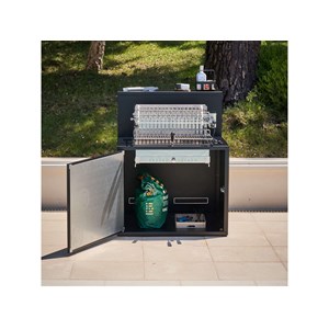 Meuble de cuisine extérieure comptoir bar pour gril 66 acier noir fermé - forge