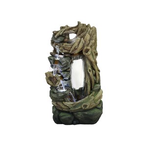 Fontaine de jardin sartene vieux troncs d'arbre avec cascade et éclairage led -