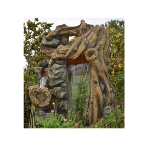 Fontaine de jardin sartene vieux troncs d'arbre avec cascade et éclairage led -
