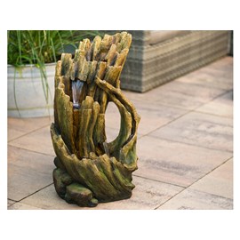 Fontaine de jardin alcamo tronc d'arbre avec chute d'eau et éclairage led - ubbi