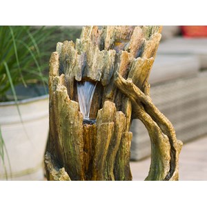Fontaine de jardin alcamo tronc d'arbre avec chute d'eau et éclairage led - ubbi