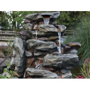 Fontaine de jardin bonorva bloc de rochers avec cascade et éclairage led - ubbin