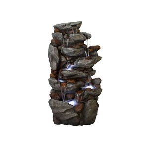 Fontaine de jardin bonorva bloc de rochers avec cascade et éclairage led - ubbin