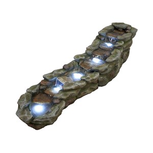 Fontaine de jardin brembo allongée rochers et pierres, avec éclairage led - ubbi