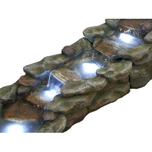 Fontaine de jardin brembo allongée rochers et pierres, avec éclairage led - ubbi