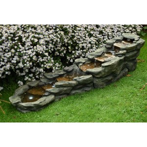 Fontaine de jardin brembo allongée rochers et pierres, avec éclairage led - ubbi