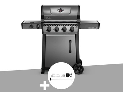 Barbecue à gaz freestyle f425sib - 4 brûleurs + sizzle zone + kit rôtissoire - n