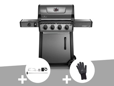 Barbecue à gaz freestyle f425sib - 4 brûleurs + sizzle zone + kit rôtissoire + g