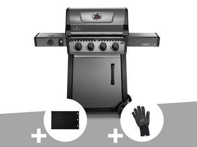 Barbecue à gaz freestyle f425sib - 4 bûleurs + sizzle zone + plancha + gant anti