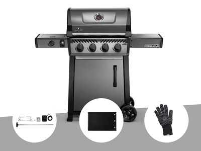 Barbecue à gaz freestyle f425sib - 4 brûleurs + sizzle zone + kit rôtissoire + p