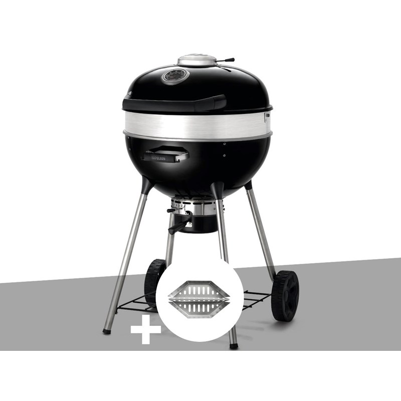 Barbecue à charbon charcoal kettle pro 57 cm + lot de 2 paniers à charbon - napo