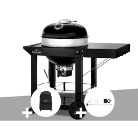 Barbecue à charbon kettle pro 57 cm sur chariot + housse de protection + rôtisso