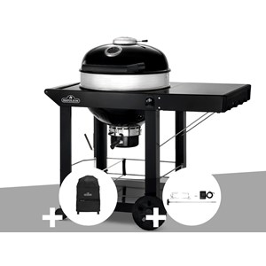Barbecue à charbon kettle pro 57 cm sur chariot + housse de protection + rôtisso