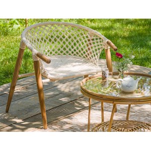 Ensemble salon de jardin bohème, 2 fauteuils en macramé + table basse - jardilin