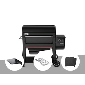 Barbecue à pellets searwood xl 600 + plan de travail + kit de fumage + housse -