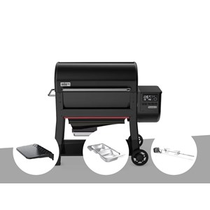 Barbecue à pellets searwood xl 600 + plan de travail + kit de fumage + rôtissoir