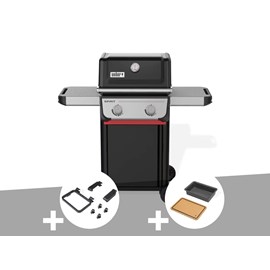 Barbecue à gaz spirit e-210 + set d'accessoires clipsables weber works + bac et