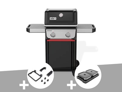 Barbecue à gaz spirit e-210 + set d'accessoires clipsables weber works + kit de