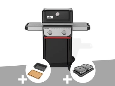 Barbecue à gaz spirit e-210 + bac et planche à découper weber works + kit de pré