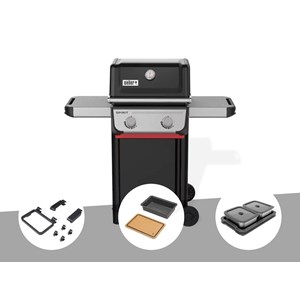 Barbecue à gaz spirit e-210 + set d'accessoires clipsables weber works + bac et