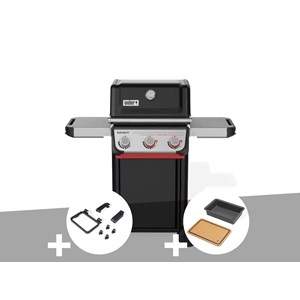 Barbecue à gaz spirit e-325 + set d'accessoires clipsables weber works + bac et