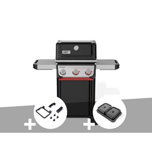 Barbecue à gaz spirit e-325 + set d'accessoires clipsables weber works + kit de