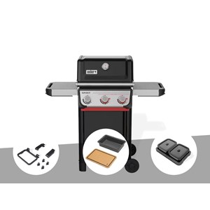 Barbecue à gaz spirit e-325 + set d'accessoires clipsables weber works + bac et