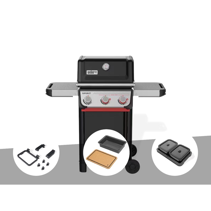 Weber - Barbecue à gaz spirit e-325 + set d'accessoires clipsables weber works + bac et