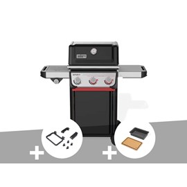 Barbecue à gaz spirit e-335 + set d'accessoires clipsables weber works + bac et