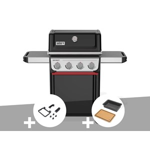 Barbecue à gaz spirit e-410 + set d'accessoires clipsables weber works + bac et