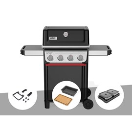 Barbecue à gaz spirit e-410 + set d'accessoires clipsables weber works + bac et