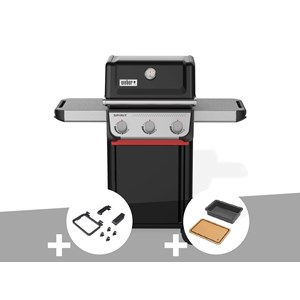 Barbecue à gaz spirit e-310 + set d'accessoires clipsables + bac et planche à dé