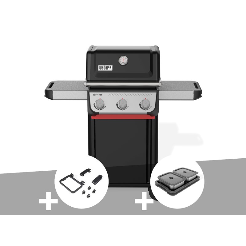 Weber - Barbecue à gaz spirit e-310 + set d'accessoires clipsables + kit de préparation
