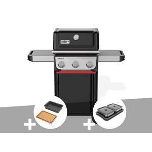 Barbecue à gaz spirit e-310 + bac et planche à découper + kit de préparation et