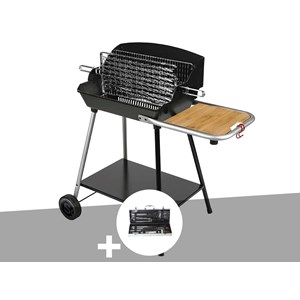 Barbecue horizontal et vertical excel grill + malette 8 accessoires inox - somag