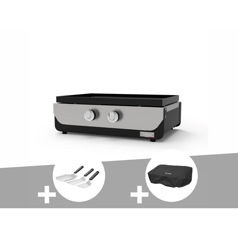 Le Marquier - Plancha original gaz 260 duo + kit 3 spatules + housse de protection - le marqui