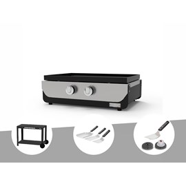 Plancha original gaz 260 duo + desserte + kit 3 spatules + kit de nettoyage - le