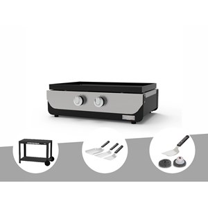 Plancha original gaz 260 duo + desserte + kit 3 spatules + kit de nettoyage - le