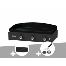 Plancha pure 375 noire gaz + housse de protection + kit de nettoyage - le marqui