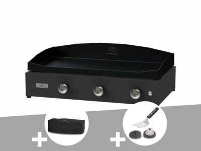 Plancha pure 375 noire gaz + housse de protection + kit de nettoyage - le marqui