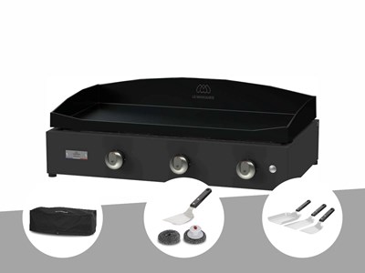 Plancha pure 375 noire gaz+ housse de protection + kit de nettoyage + kit 3 spat