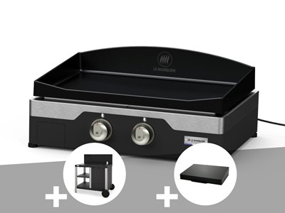 Plancha électrique allure 260 duo 60 x 40 cm + desserte + couvercle - le marquie